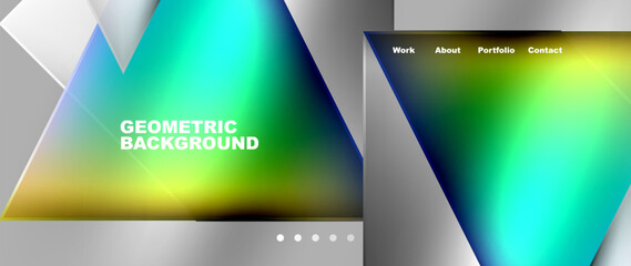 Aufkleber - A modern geometric background featuring colorful triangles on a gray background. This design is perfect for electronic devices, showcasing electric blue hues and multimedia elements