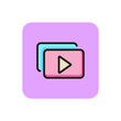 Icon of multimedia symbol. Media player, file, pause. Interface concept. Can be used for topics like entertainment, cinema, video file