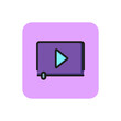 Video player interface line icon. Play button, negative, filmstrip. Video content concept. Can be used for topics like movie, mobile apps, video.