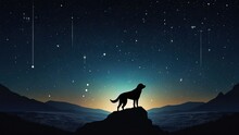 Artistic Vector Artwork Against A Blue And Black Space Background, Vector Art Depicting The Celestial Dog In A Cosmic Blue Setting, Artistic Representation Of Canis Major In Vector Format On Space 
