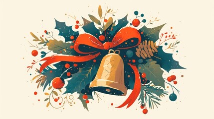 Spread holiday cheer with this festive Christmas card adorned with a bell Wishing you a Merry Christmas and a Happy New Year