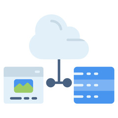 Poster - hosting, domain and network icon flat style. perfect to logo, presentation template, website, application, and more product. vector icon design color style