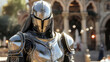An AI-powered suit of armor that adapts to environmental conditions and threats, blending technology with knightly lore