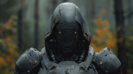 An AI-powered suit of armor that adapts to environmental conditions and threats, blending technology with knightly lore