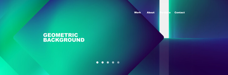 Poster - A geometric background featuring a gradient of electric blue, green, and purple. Perfect for your gadget brand or personal computer, with hints of tints and shades in macro photography style