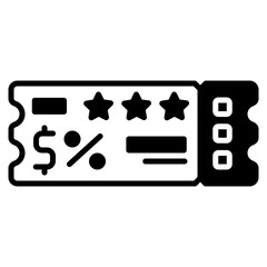 Poster - coupon and voucher vector icon solid line style. Perfect for website, application, commerce, presentation, logo and more. vector icon design glyph style