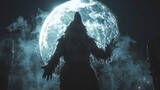 Fototapeta  - werewolf against the background of the moon