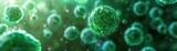 Fototapeta Przestrzenne - Luminous green cells in a biotech laboratory environment