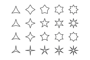 Wall Mural - Collection of outline style stars in various shapes and sizes