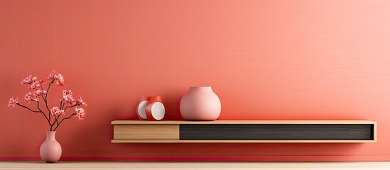 Canvas Print - Pink Wall with Shelf Vase