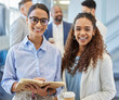 © peopleimages.com - Teamwork, women and portrait with book for writing information, planning and ideas in office. Collaboration, business people and paper for strategy in workplace for startup project or corporate job