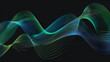 Dynamic Vector Wave: Blue Green Lines on Black. Generative AI