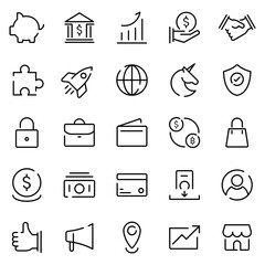 Business png icons black minimal line set