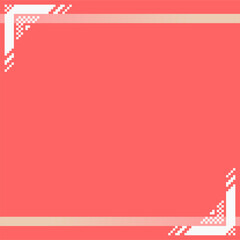 Poster - Peach Pink Solid Background with Decorated Futuristic Pixel Art Corner Frame Template