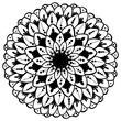 Creative mandala with round petals and dots, doodle coloring page with abstract elements