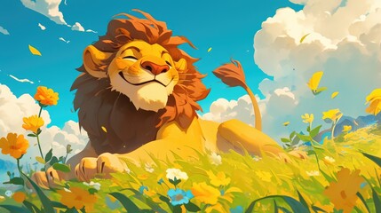 Canvas Print - A whimsical illustration of a lion that is sure to bring a smile