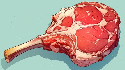 Wall Mural - Illustration of a meaty and bone in leg This cartoon depicts a juicy piece of thigh from pork lamb or beef perfect for grilling baking or frying up a scrumptious protein rich meal for lunch 