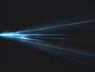 Poster - Abstract blue glowing light rays on a black background Abstract vector bright blue light rays in the style of speed and motion concept design with copy space Digital art illustration stock photo, high
