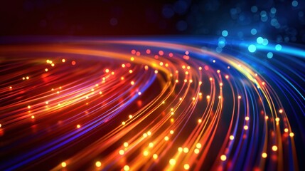 Poster - An abstract pattern of glowing interconnected fiber optic cables