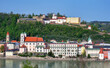 Blick auf Passau, Kirche St. Michael und Veste Oberhaus, Innseite, Niederbayern, Bayern, Deutschland