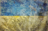 Fototapeta Tulipany - Flag of Ukraine retro background texture