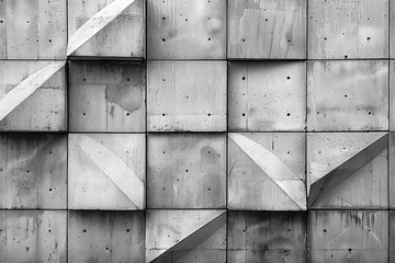 Poster - This image presents a grayscale abstract pattern of square tiles divided by diagonal white lines creating a sense of depth
