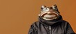 toad in a tracksuit on a brown background. business style. generative ai