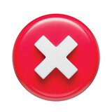 Fototapeta Pokój dzieciecy - 3D realistic multiplication sign icon, red round shaped button. Disapprove or wrong choice. Mathematical, arithmetic symbol for working with calculations three-dimensional render