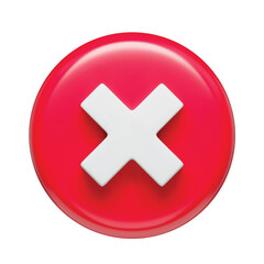 Fototapete - 3D realistic multiplication sign icon, red round shaped button. Disapprove or wrong choice. Mathematical, arithmetic symbol for working with calculations three-dimensional render