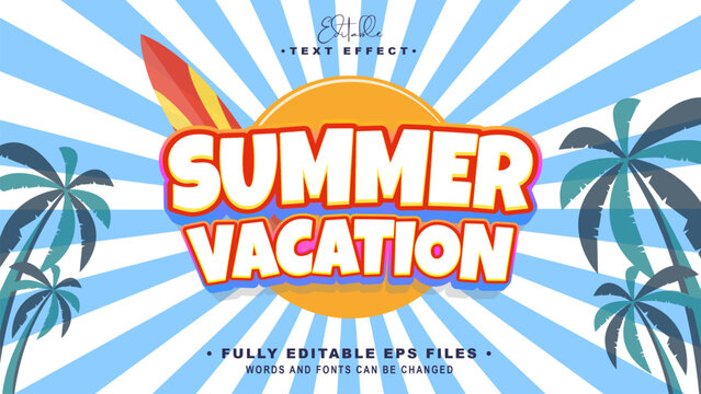 editable summer vacation text effect.typhography logo