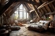Rustic Parisian Artist Loft Bedroom With Exposed Beams: Creative Space Inspirations