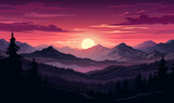 Fototapeta  - mountain landscape panorama silhouette vector background illustration