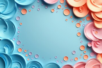 Poster - A playful and creative display of swirling pastel shapes and dots on a calming blue backdrop illustrating a sense of fun and imagination