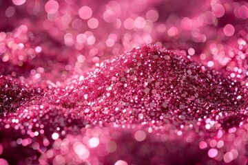 Poster - This dazzling image showcases a vibrant field of pink glitter with a bokeh effect, capturing a sense of fantasy and dream-like celebration