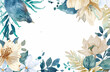 Elegant Floral Watercolor with Blue Blossoms on a Creamy Canvas