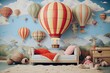 © Michael - Whimsical Hot Air Balloon Kids Room Decors: Colorful Wallpaper, Adventure Theme, Playful Furniture, Kid-Friendly Design