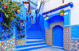 Fototapeta Na sufit - Chefchaouen, Morocco. The old walled city, or medina with its traditional houses painted in blue and white.