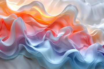 Poster - This image presents a smooth flowing abstract wavy texture in soft pastel colors suggesting a tranquil and serene atmosphere