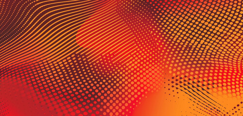 Wall Mural - Warm halftone waves blend red with orange, ideal for vivid graphics.