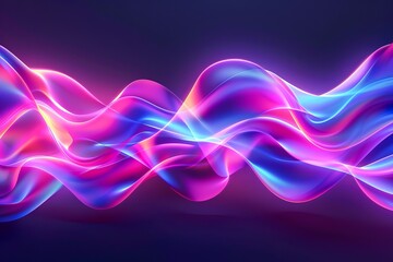 Fototapete - Vivid Neon Waves Flowing Across a Dark Background in a Digital Graphic Representation