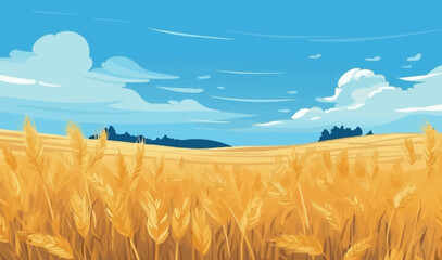 Wall Mural - wheat field vector flat minimalistic isolated illustration