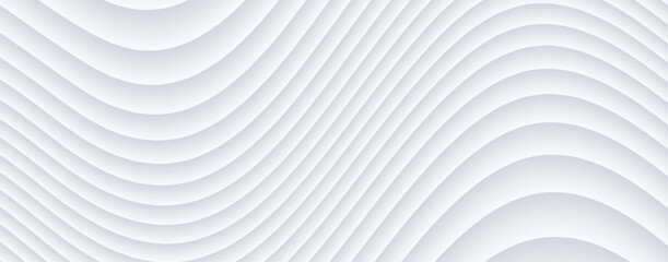Poster - White striped pattern background, 3d lines design, abstract minimal white gray background for business presentation.