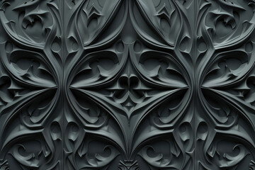 Poster - Sophisticated black classical 3d pattern. Gothic ornament. inspired by the gothic architecture. Background image. Created with Generative AI technology.