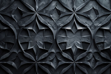 Poster - Sophisticated black classical 3d pattern. Gothic ornament. inspired by the gothic architecture. Background image. Created with Generative AI technology.