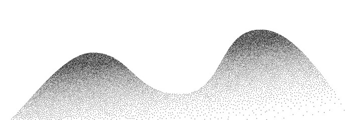 Poster - Dotwork wave grain pattern background. Abstract dot stipple lines. Vector illustration isolated on white background with sand texture, grainy effect, black noise dots