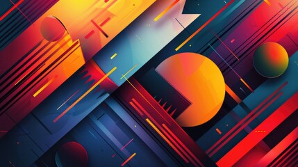 Poster - Abstract background using bright colors and geometric shapes for design. AI generative.