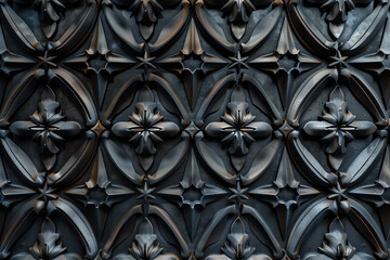 Poster - Sophisticated black classical 3d pattern. Gothic ornament. inspired by the gothic architecture. Background image. Created with Generative AI technology.