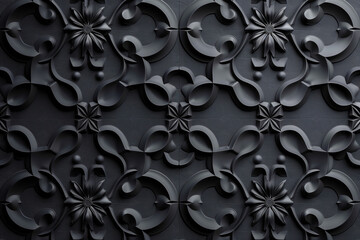 Poster - sophisticated black classical 3d pattern. gothic ornament. inspired by the gothic architecture. back