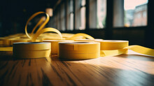 Yellow Kraft Paper Tapes On Table