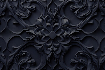 Poster - sophisticated black classical 3d pattern. gothic ornament. inspired by the gothic architecture. back